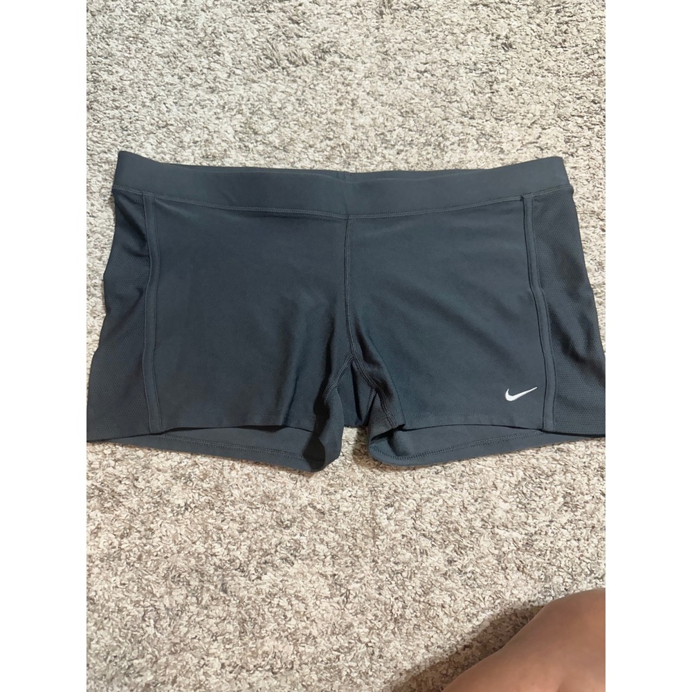 Nike Dri-FIT Women Grey Compression Athletic Shorts Mesh Panels XL
